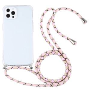 Cas de protection TPU TPU transparent à quatre angles avec lanière pour iPhone 13 Pro (rose coloré) SH03AC1175-20