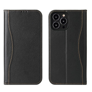 Véritable étui en cuir horizontal horizontal avec porte-carte et portefeuille pour iPhone 13 Pro (Noir) SH603A82-20
