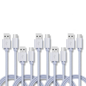 5 PCS USB à USB-C / Type-C Câble de transmission de données de chargement tressé, Durée du câble: 1M (argent) SH601F1331-20