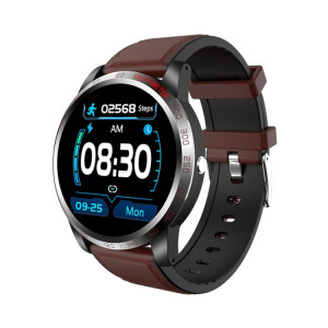 W3 1,3 pouce de montre d'écran de montre en cuir Smart Health Watch, soutien à la fréquence cardiaque dynamique, à l'indice de santé HRV, à la surveillance ECG, à la pression artérielle (marron) SH201B1189-20