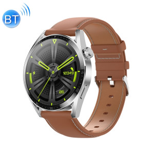 Ochstin 5HK3 Plus Montre intelligente Bluetooth à écran rond de 1,36 pouces, bracelet : cuir (argent) SO302B904-20