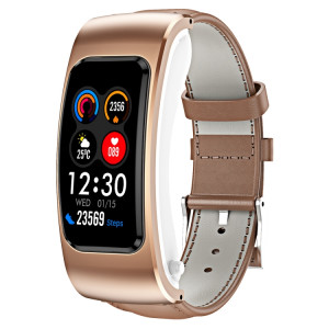 K60 1,08 pouces bande de cuir écouteur détachable vie étanche montre intelligente prise en charge appel Bluetooth (marron) SH001B1758-20