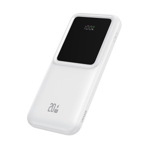 USAMS US-CD193 Banque d'alimentation portable à affichage numérique 10000 mAh 20 W avec câble (Blanc) SU601B123-20