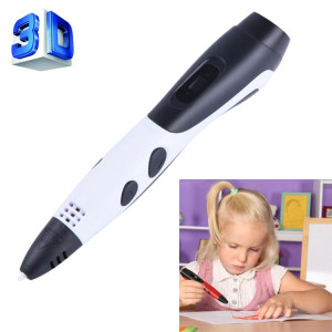 Gene 6ème ABS / PLA Filament Enfants Dessin 3D Stylo D'impression Avec Écran LCD (Blanc + Noir) SH210W131-20