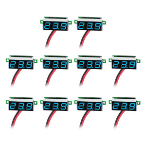 Tensiomètre numérique 10 PCS 0,36 pouces à 2 fils, Affichage couleur, Tension de mesure: DC 2.5-30V (Bleu) SH101L198-20