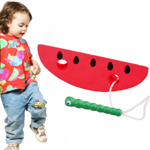Les jouets en bois enfiler des chenilles pour manger des jouets en bois éducatifs drôles de pastèque SH582C402-20
