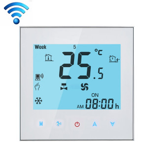 Thermostat d'ambiance programmable à 4 tubes pour écran LCD Ventilateur, supporte Wifi (blanc) SH127W674-20