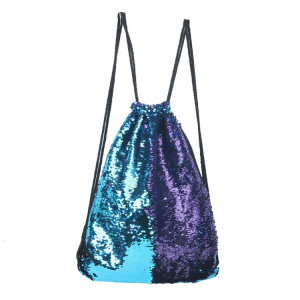 Mermaid Glittering Sequin Drawstring Sports Backpack Sac à bandoulière (bleu violet) SH88LP93-20