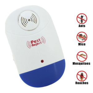 Répulsif ultrasonique électronique de contrôle de ravageur de rat de moustique avec la lumière de LED, prise EU AC90V-250V (blanc + bleu) SR4601297-20