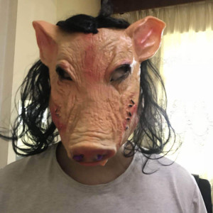 Halloween Masque Latex Cochon Tête Chapeau Halloween Festival Party Fantaisie Cochon Visage Mascarade Masques avec Cheveux SH56451353-20