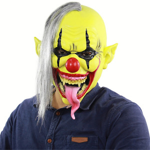 Halloween Festival Party Latex Green Face Masque Effrayé De Clown, avec Cheveux SH69241463-20