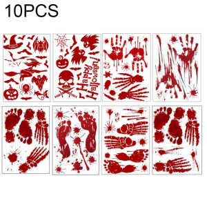 10 PCS Décorations d'Halloween PVC Creative Blood-print autocollants muraux autocollants fenêtre, taille: 25 * 30cm, livraison de style aléatoire SH6937718-20