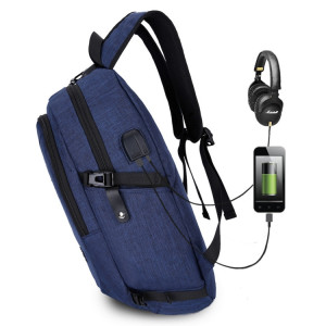 Multifonctionnel grande capacité voyage sac à dos décontracté sac d'ordinateur portable avec interface de charge USB externe et prise casque et verrouillage antivol pour hommes (bleu) SH071L1834-20