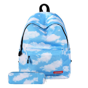 Sac à bandoulière d'école de sac à dos de voyage d'impression de modèle de nuage avec le sac de stylo pour des filles, taille: 40cm x 30cm x 17cm SH909C276-20