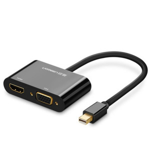Convertisseur / Câble Adaptateur / Câble pour Projecteur, Téléviseur, Moniteur (Noir) Ugreen 2 en 1 HD 1080P 4K Thunderbolt Mini DisplayPort DP vers HDMI et VGA SU099B1435-20