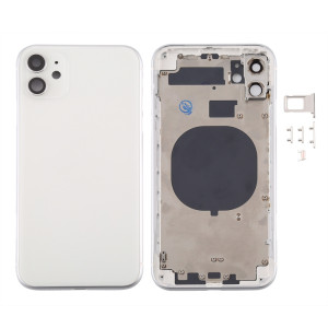 Couvercle arrière du boîtier avec plateau pour carte SIM, touches latérales et objectif de l'appareil photo pour iPhone 11 (blanc) SH059W536-20