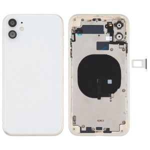 Couvercle arrière de la batterie (avec touches latérales et plateau de carte et câble d'alimentation + volume flexible et module de charge sans fil) pour iPhone 11 (blanc) SH72WL1789-20