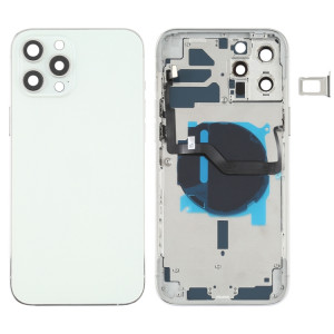 Couvercle arrière de la batterie (avec touches latérales et plateau de carte et puissance + volume Flex Câble et module de chargement sans fil) pour iPhone 12 Pro Max (Blanc) SH36WL1505-20