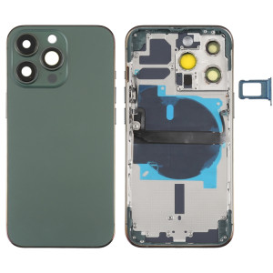 Coque arrière de batterie pour iPhone 13 Pro avec touches latérales et plateau de carte et câble flexible d'alimentation + volume et module de charge sans fil (vert) SH08GL790-20