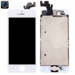 iPartsBuy 4 en 1 pour iPhone 5 (caméra frontale + LCD + cadre + pavé tactile) Assembleur de numériseur (blanc) SI000W1659-20