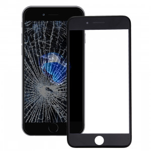 iPartsBuy 2 en 1 pour iPhone 7 (lentille frontale en verre d'origine avant + cadre d'origine) (Noir) SI011B552-20