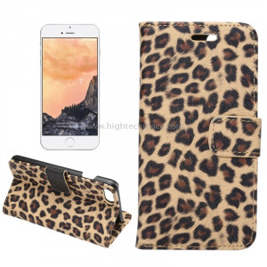 Pour iPhone 8 et 7 Leopard Motif Horizontal Flip étui en cuir avec support et fentes de cartes et porte-monnaie (Brun) SP110Z637-20