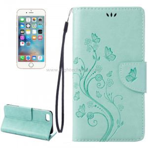 Pour iPhone 8 & 7 Pressed Flowers Etui à rabat en cuir horizontal avec porte-cartes et fentes pour cartes (vert) SP222G8-20