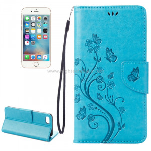 Pour iPhone 8 & 7 Pressed Flowers Etui à rabat horizontal en cuir avec porte-cartes et fentes pour cartes (bleu) SP222L2-20