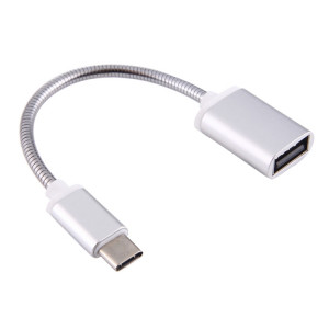 Câble de données de charge de câble OTG de fil métallique mâle de 8,3 cm USB femelle à type-C, 8.3cm USB Femelle vers Type-C Mâle Fil Métallique Câble OTG Câble de Données de Charge (Argent) SH448S292-20