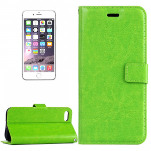 Pour iPhone 8 Plus et 7 Plus Crazy Horse Horizontal Housse en cuir flip avec boucle magnétique et titulaire et fentes pour cartes et porte-monnaie et cadre photo (vert) SF120G491-20