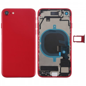 Batterie couvercle arrière avec touches latérales et vibrateur et haut-parleur fort et bouton d'alimentation + bouton de volume Câble câble et bac à cartes pour iPhone 8 (rouge) SH57RL336-20