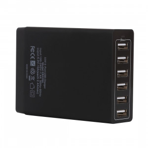 XBX09A 50W 5V 2.4A 6 ports USB Chargeur rapide Chargeur de voyage (Noir) SH175B624-20