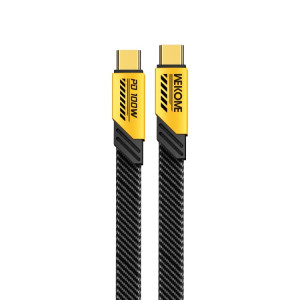 Câble de données à charge rapide WK WDC-192 Mech Series 100 W USB-C/Type-C vers USB-C/Type-C, longueur : 1 m (jaune) SW315Y800-20