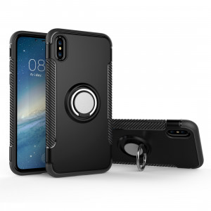 Pour iPhone X Magnétique 360 ​​Degrés Rotation Ring Armure Housse de protection (Noir) SP150B509-20