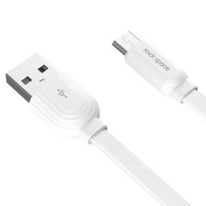 ROCK S5 2A Micro USB Charge + Synchronisation des données Câble de données de forme plate TPE, longueur du câble: 1 m (blanc) SR962W1937-20
