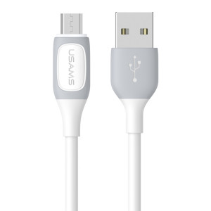 Câble de données bicolore USB vers micro USB USAMS US-SJ597 Jelly Series, longueur du câble : 1 m (blanc) SU488W797-20