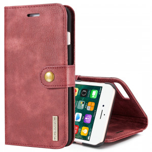DG.MING pour iPhone 8 Plus et iPhone 7 Plus Housse de protection magnétique détachable à rabat horizontal Crazy Horse Texture avec porte-monnaie et fentes pour cartes et porte-monnaie (Rouge) SD045R1438-20