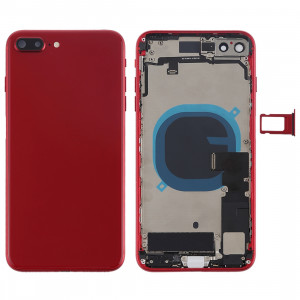 Couvercle de la batterie avec touches latérales et vibrateur et haut-parleur fort et bouton d'alimentation + bouton de volume Câble et plateau de carte pour iPhone 8 Plus (rouge) SH24RL1466-20