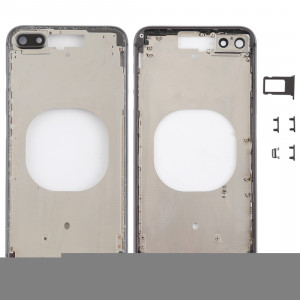 Coque arrière transparente avec objectif d'appareil photo, plateau de carte SIM et touches latérales pour iPhone 8 Plus (noir) SH204B411-20