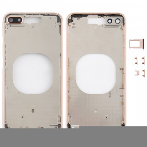 Coque arrière transparente avec objectif d'appareil photo, plateau de carte SIM et touches latérales pour iPhone 8 Plus (or) SH204J616-20