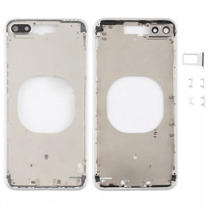Coque arrière transparente avec objectif d'appareil photo, plateau de carte SIM et touches latérales pour iPhone 8 Plus (blanc) SH204W1011-20