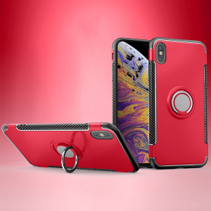 Étui de protection magnétique 360 ​​degrés bague de rotation pour iPhone XS Max (rouge) SH577R1689-20
