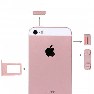 iPartsBuy pour iPhone SE Boutons latéraux + plateau de carte SIM (or rose) SI62RG1543-20