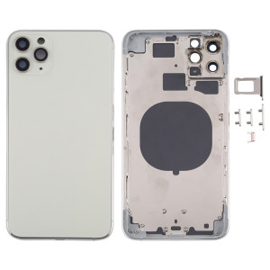 Couvercle arrière du boîtier avec plateau pour carte SIM, touches latérales et objectif de caméra pour iPhone 11 Pro Max (argent) SH11SL91-20