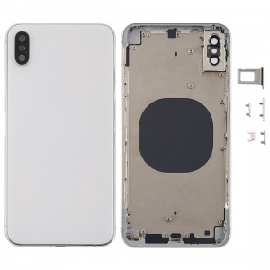 Coque arrière avec objectif pour appareil photo, plateau de carte SIM et touches latérales pour iPhone XS Max (blanc) SH06WL364-20