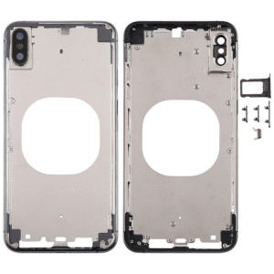 Cache arrière transparent avec objectif de caméra, plateau de carte SIM et touches latérales pour iPhone XS Max (noir) SH667B702-20