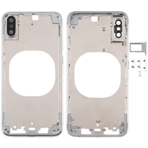Cache arrière transparent avec objectif de caméra, plateau de carte SIM et touches latérales pour iPhone XS Max (blanc) SH667W873-20