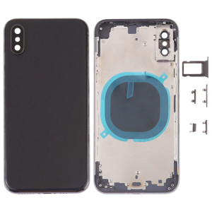 Cache arrière avec objectif de l'appareil photo, plateau de la carte SIM et touches latérales pour iPhone XS (noir) SH53BL1041-20