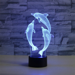 Trois dauphins forment la lampe de table lumineuse colorée de vision de LED 3D, USB et version de batterie SH08271127-20