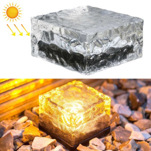 Lampe de décoration de jardin à LED extérieure en verre trempé carré à énergie solaire IP55 étanche, taille: 10 x 10 x 5,2 cm (blanc chaud) SH06WW894-20